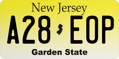 NJ license plate A28EOP