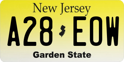 NJ license plate A28EOW