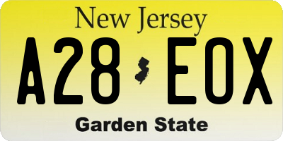 NJ license plate A28EOX