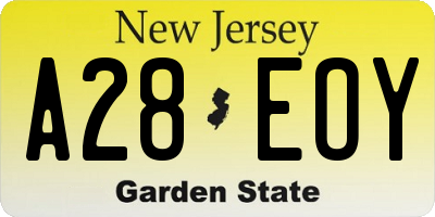 NJ license plate A28EOY
