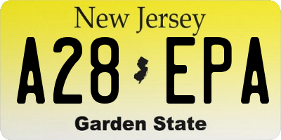 NJ license plate A28EPA