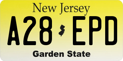NJ license plate A28EPD