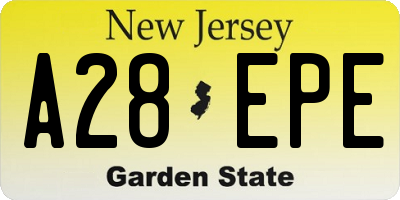 NJ license plate A28EPE