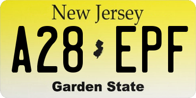 NJ license plate A28EPF