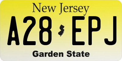 NJ license plate A28EPJ