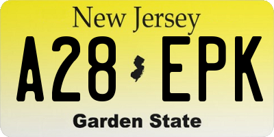 NJ license plate A28EPK