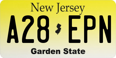 NJ license plate A28EPN
