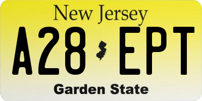 NJ license plate A28EPT