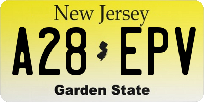 NJ license plate A28EPV