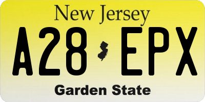 NJ license plate A28EPX