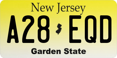 NJ license plate A28EQD