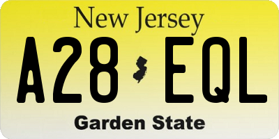 NJ license plate A28EQL