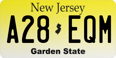 NJ license plate A28EQM