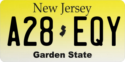 NJ license plate A28EQY