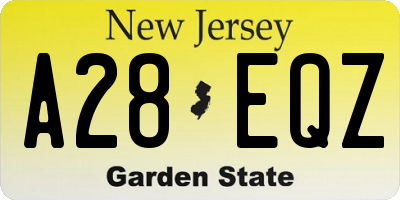 NJ license plate A28EQZ