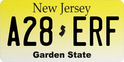 NJ license plate A28ERF