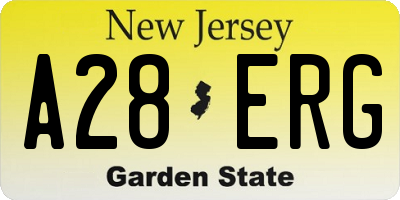 NJ license plate A28ERG