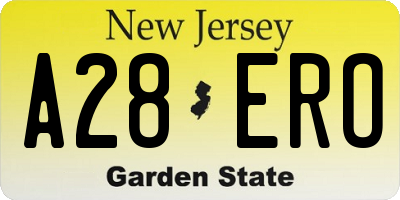 NJ license plate A28ERO