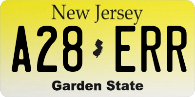 NJ license plate A28ERR