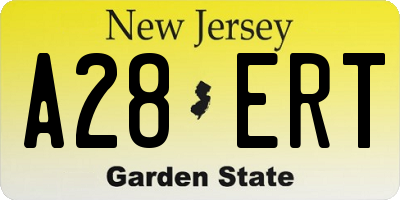 NJ license plate A28ERT