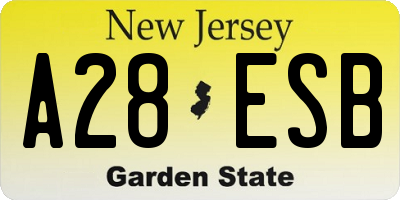 NJ license plate A28ESB
