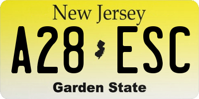 NJ license plate A28ESC