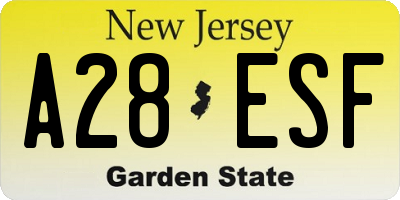 NJ license plate A28ESF