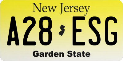 NJ license plate A28ESG