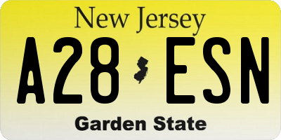 NJ license plate A28ESN