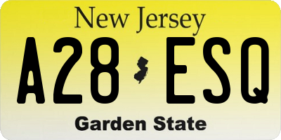 NJ license plate A28ESQ