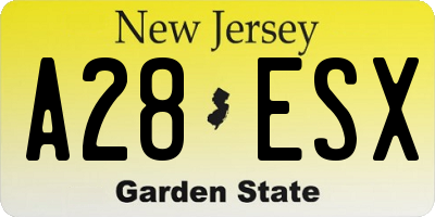 NJ license plate A28ESX