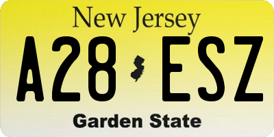 NJ license plate A28ESZ
