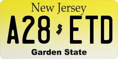 NJ license plate A28ETD