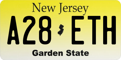 NJ license plate A28ETH