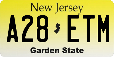 NJ license plate A28ETM