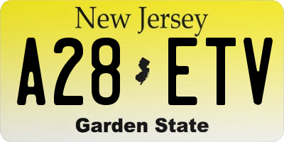 NJ license plate A28ETV