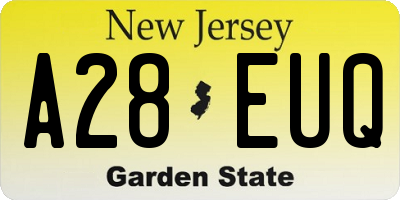 NJ license plate A28EUQ