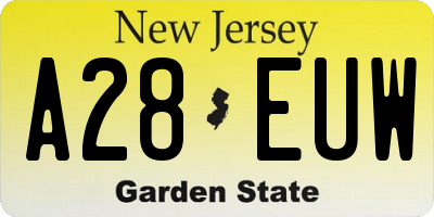 NJ license plate A28EUW