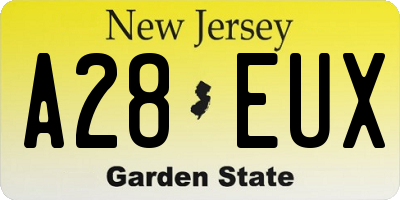 NJ license plate A28EUX