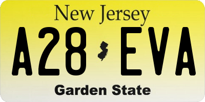 NJ license plate A28EVA