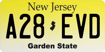 NJ license plate A28EVD