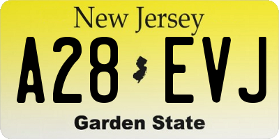 NJ license plate A28EVJ