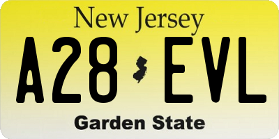 NJ license plate A28EVL