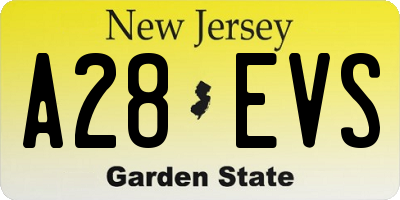 NJ license plate A28EVS