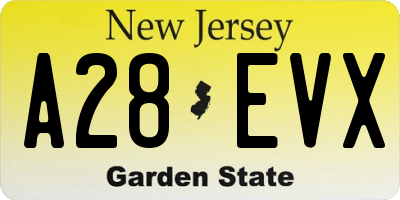 NJ license plate A28EVX