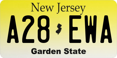 NJ license plate A28EWA