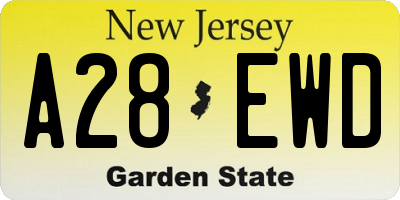NJ license plate A28EWD