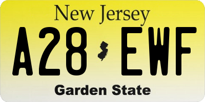 NJ license plate A28EWF