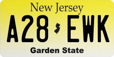 NJ license plate A28EWK