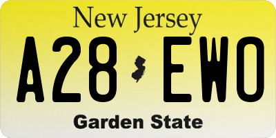 NJ license plate A28EWO